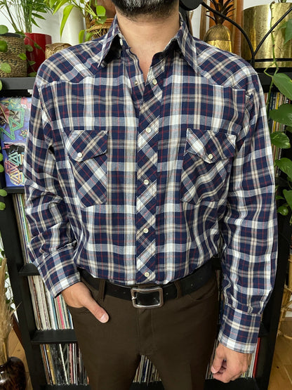 Vintage Navy Checked Western Shirt