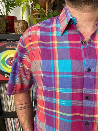 Vintage 1980s Magenta Checked Shirt