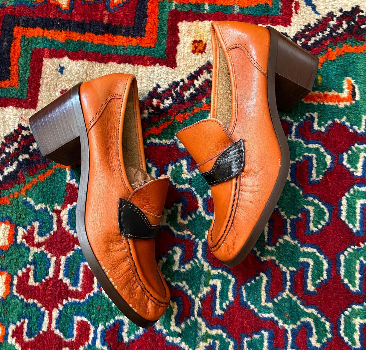 Vintage 1970s Orange Ravel Loafers UK 4.5