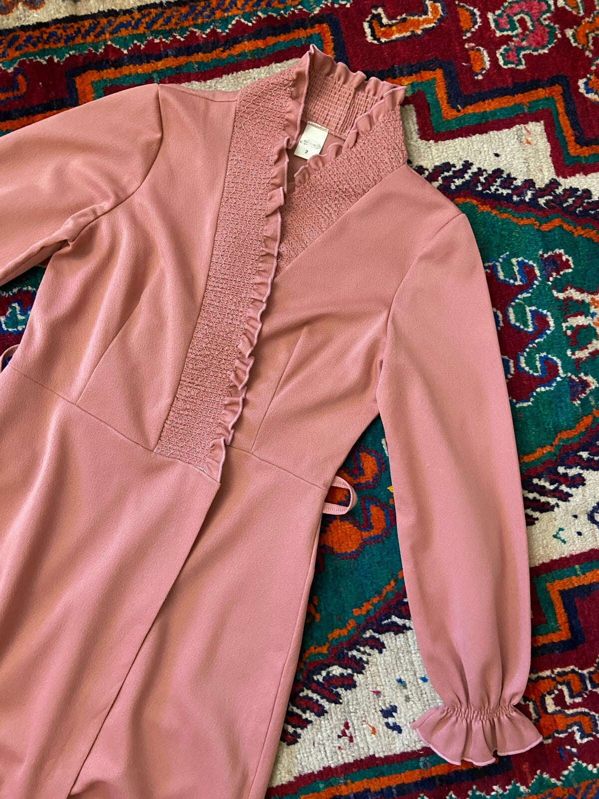 Vintage 1970s Salmon Pink Dressing Gown