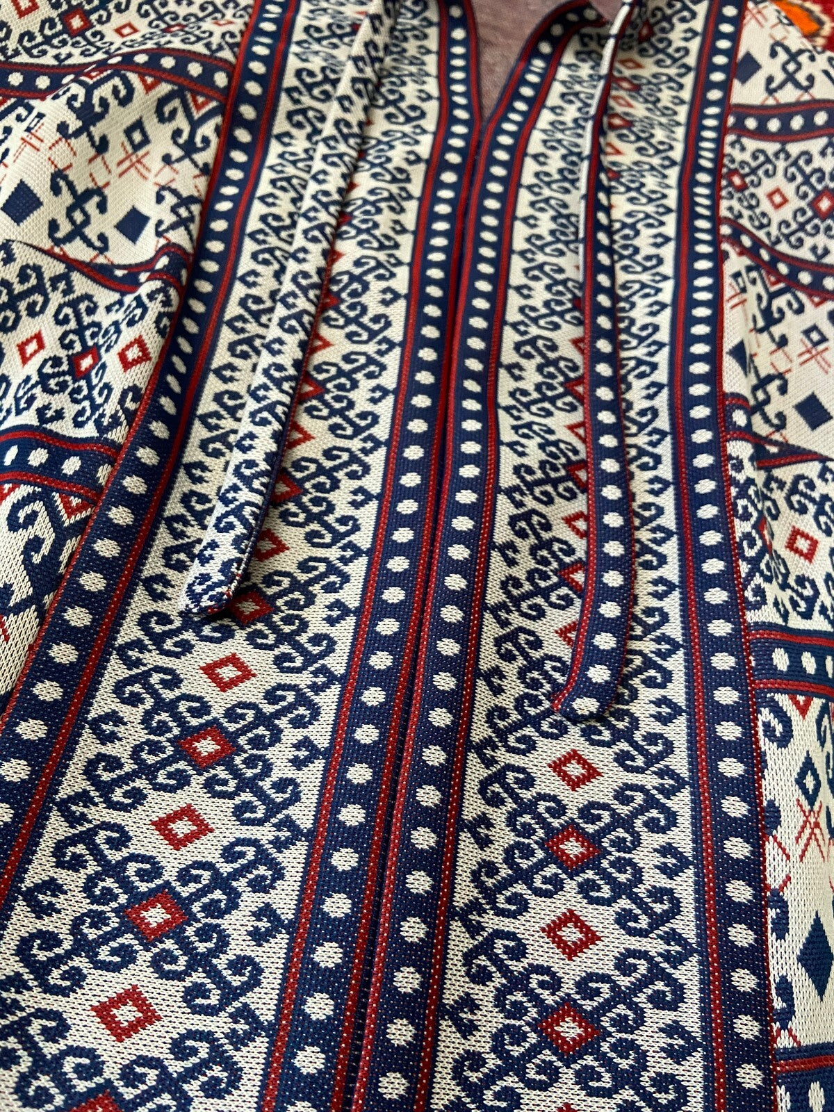 Vintage 1970s Folk Knit Drop Waist Dress