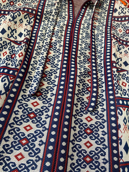 Vintage 1970s Folk Knit Drop Waist Dress