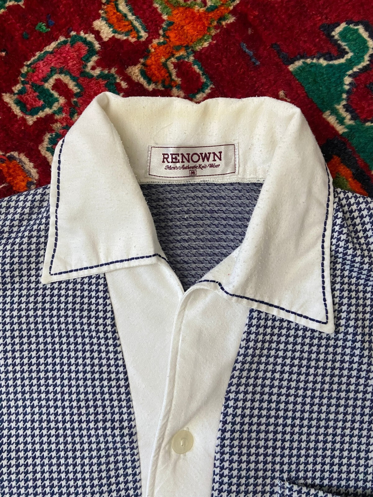 Vintage 1970s Japanese Houndstooth Jersey Top