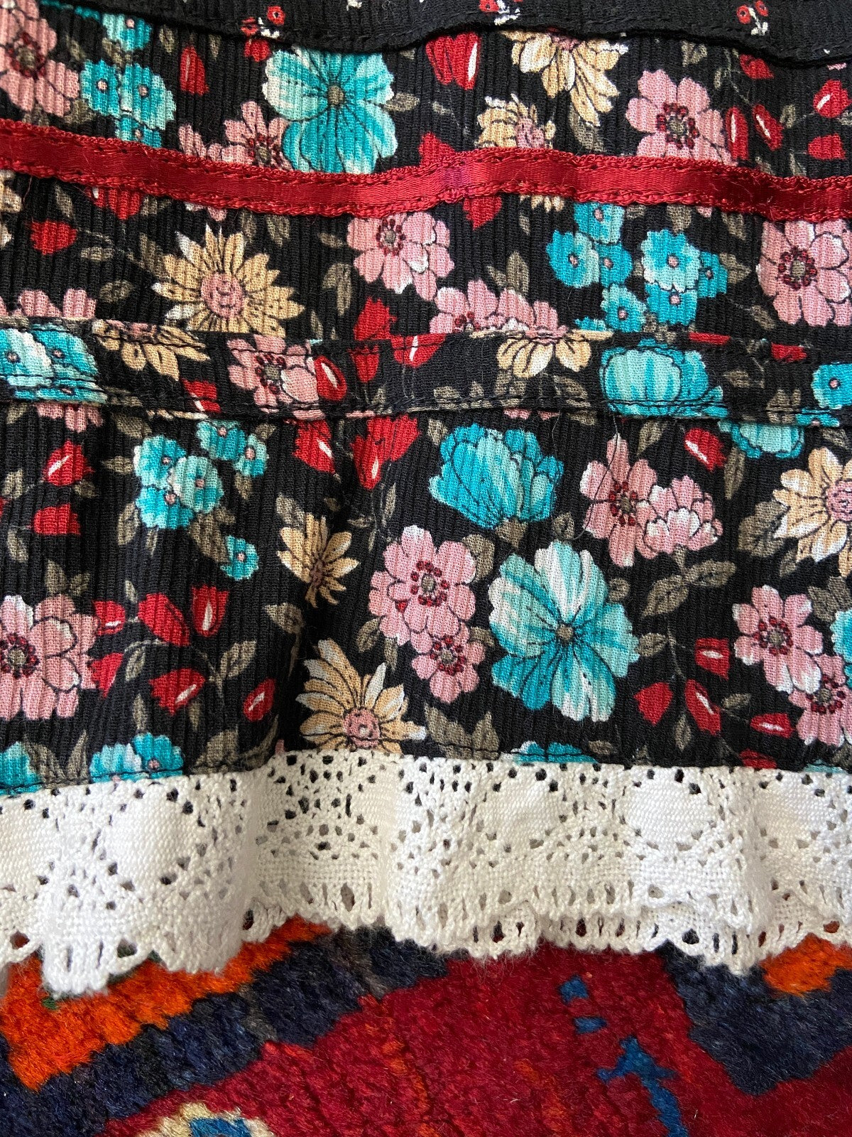 Vintage 1970s Floral Panelled Prairie Skirt