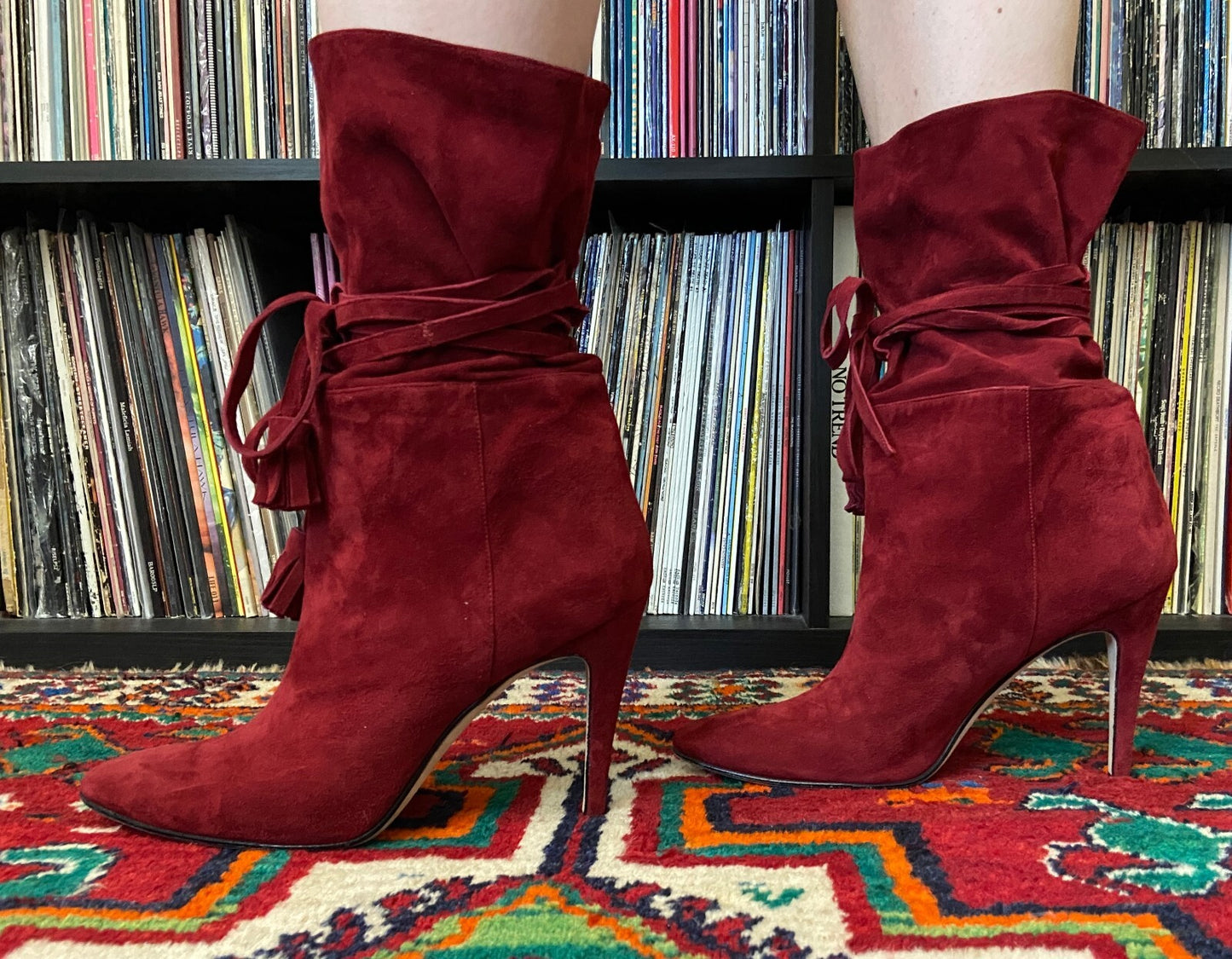 Manolo Blahnik Red Suede Cavamod Boots UK 7