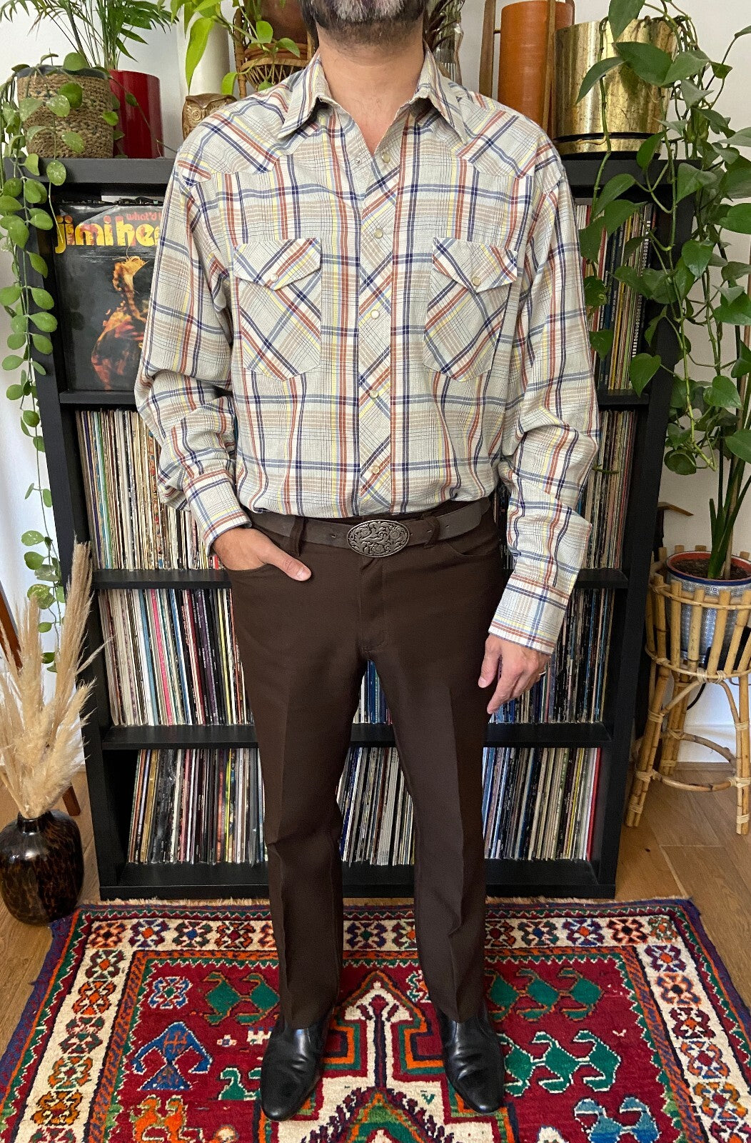 Vintage 90s Beige Wrangler Western Shirt