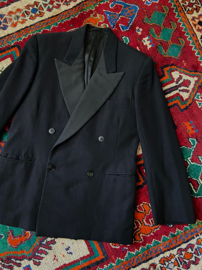 Vintage 1960s Black Peak Collar Dinner Blazer Jacket
