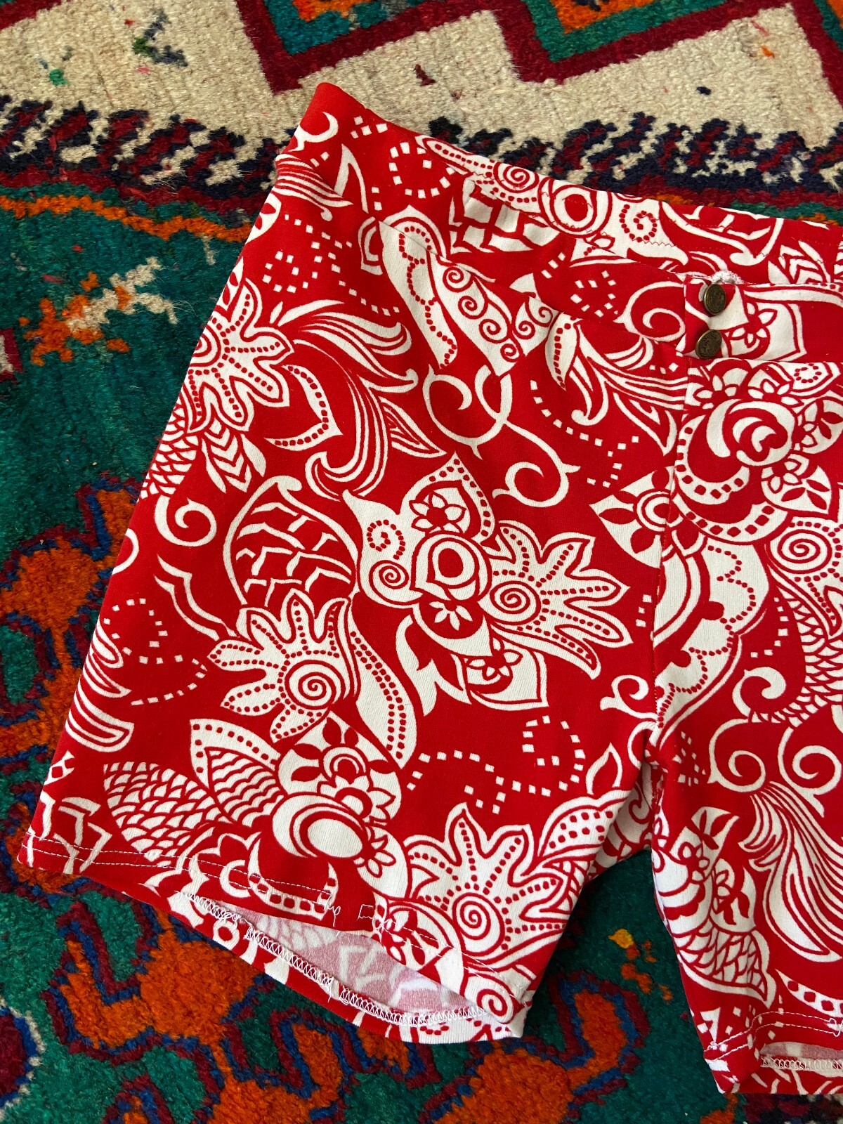 Vintage 1970s Red & White Swim Shorts