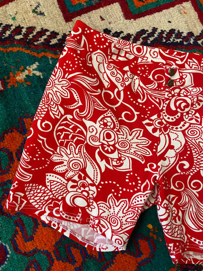 Vintage 1970s Red & White Swim Shorts