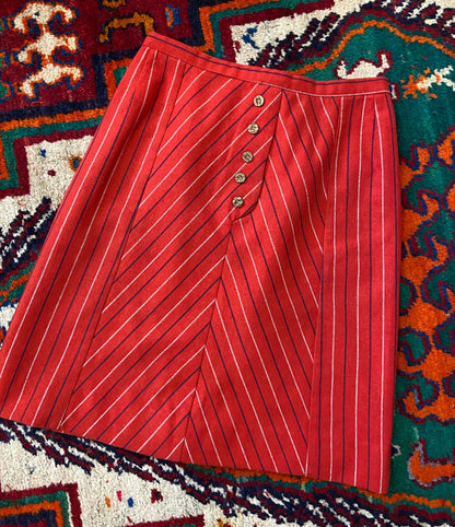 Vintage 1970s Red Pinstripe Skirt