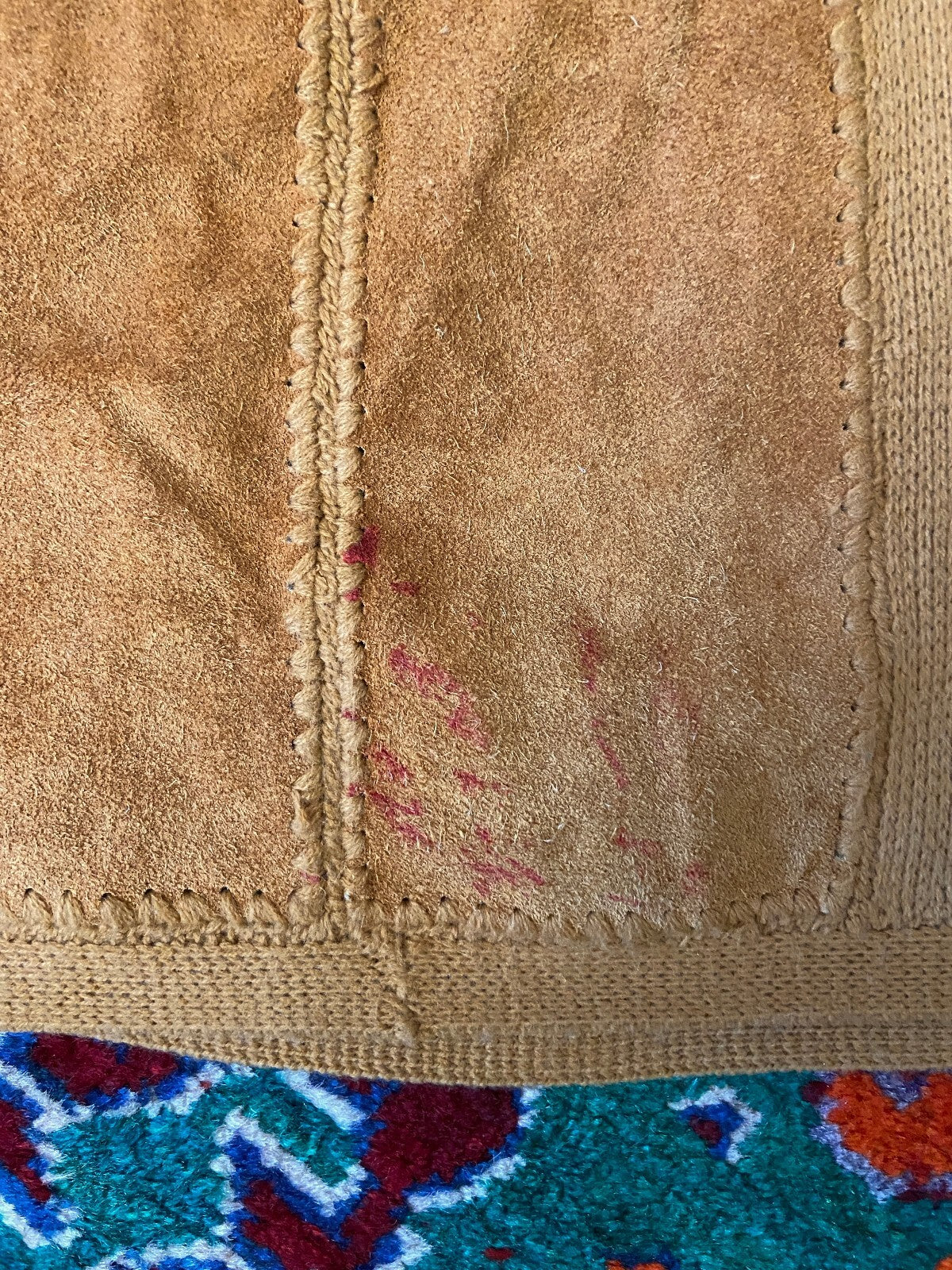 Vintage 1970s Tan Suede Patchwork Midi Skirt