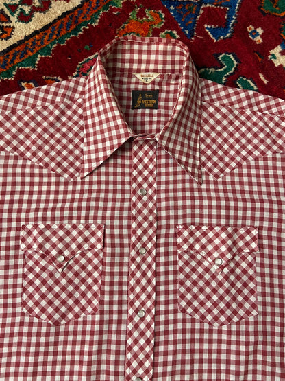 Vintage 1970s Sears Gingham Western Shirt