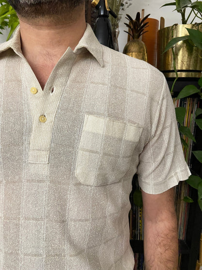 Vintage 1970s Japanese Fine Mesh Polo Shirt