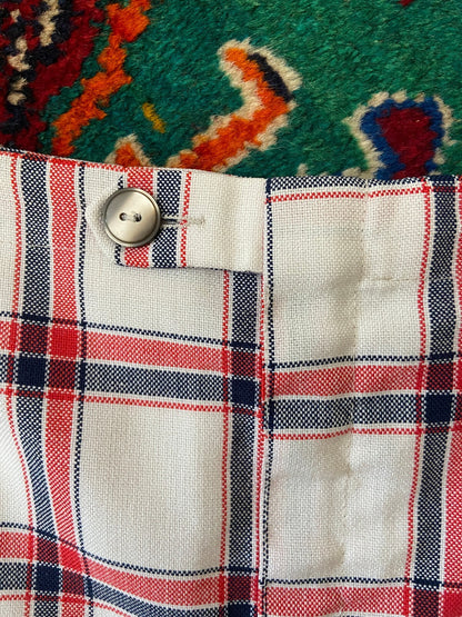 Vintage 1970s White & Red Check Shorts