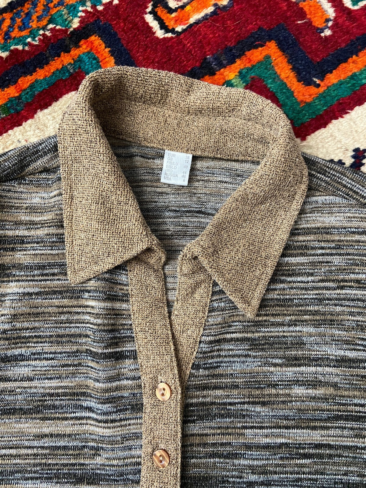Vintage Y2K Brown Space Dye Polo Top