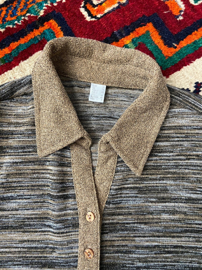 Vintage Y2K Brown Space Dye Polo Top