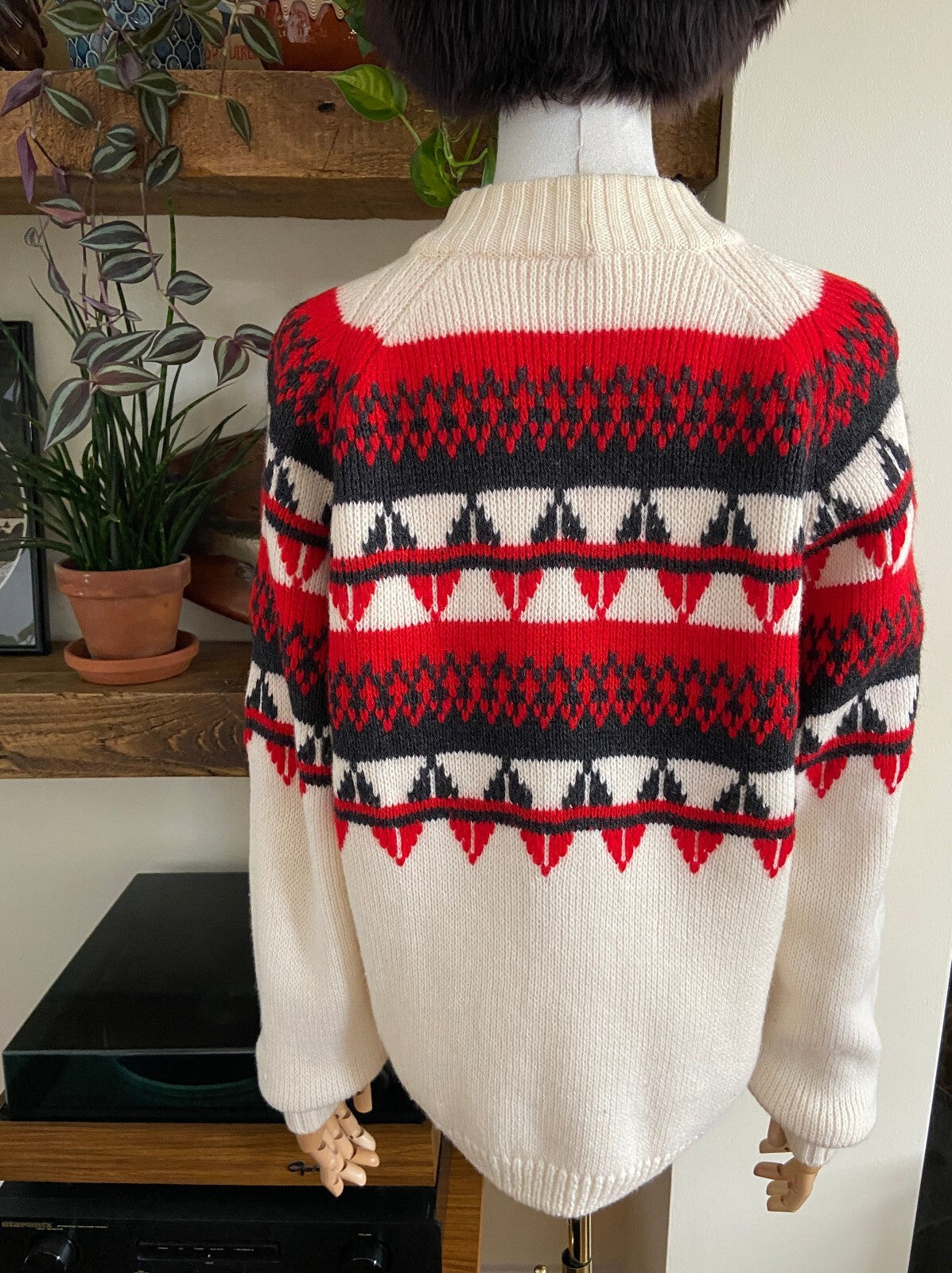 Vintage Cream & Red Fair Isle Jumper