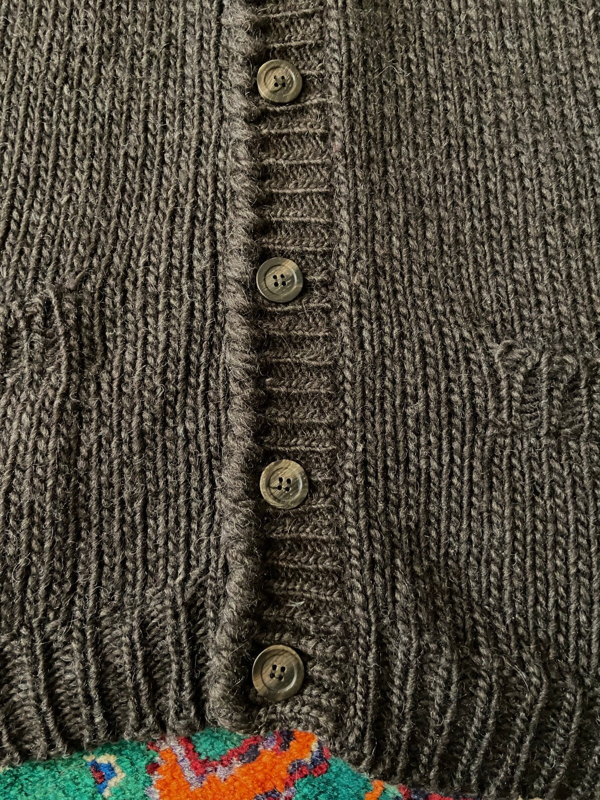 Vintage 1970s Brown Icelandic Wool Chunky Cardigan