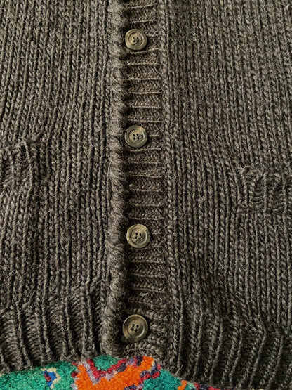 Vintage 1970s Brown Icelandic Wool Chunky Cardigan