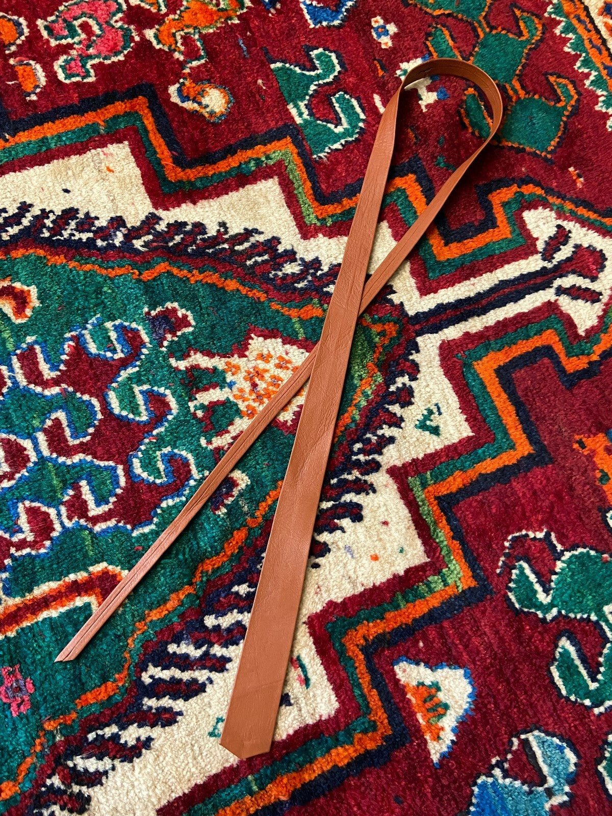 Vintage 1970s Terracotta Leather Skinny Tie