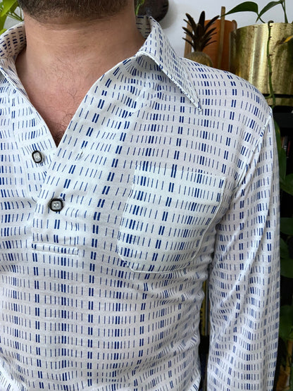 Vintage 1970s Japanese Dash Pattern Jersey Top