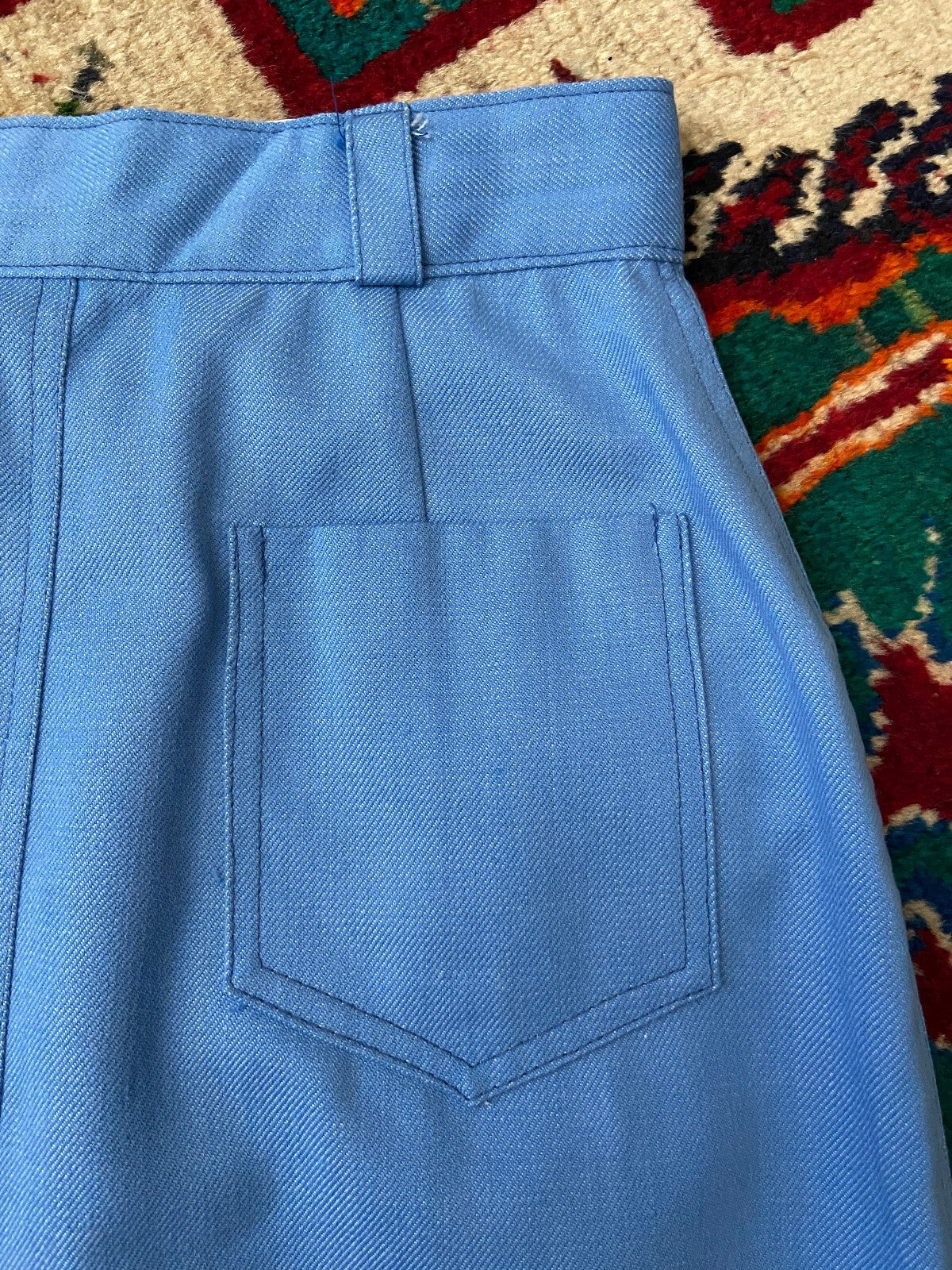 Vintage 1970s Blue A-Line Pocket Skirt