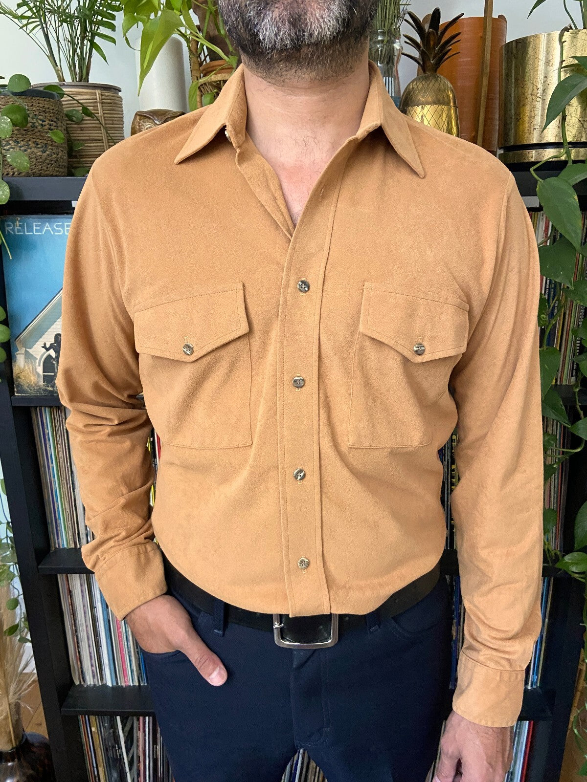 Vintage 1970s Beige Moleskin Shirt