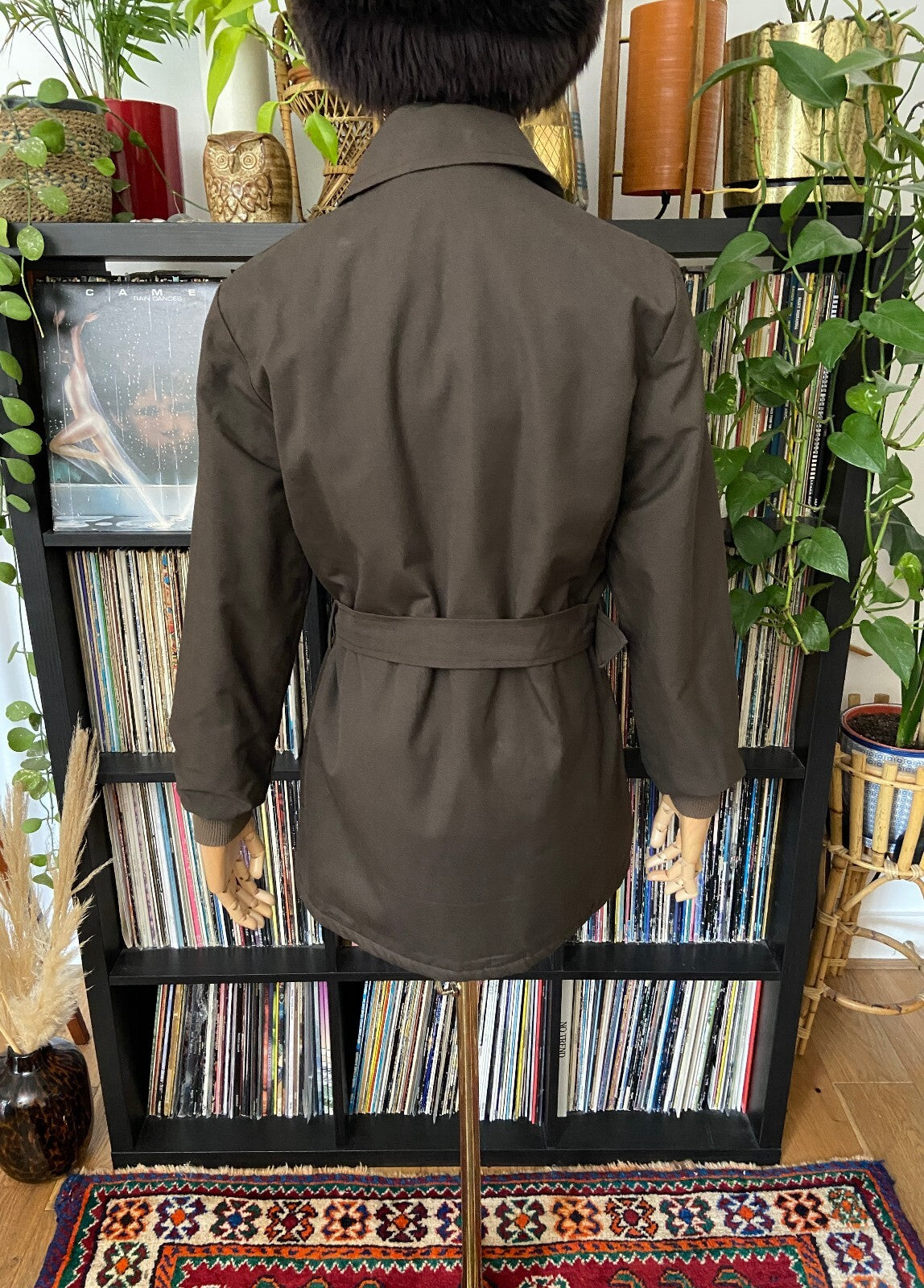 Vintage 1970s Brown Embroidered Raincoat