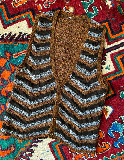 Vintage 1970s Brown Sleeveless Sweater Vest
