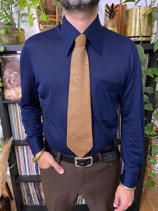 Vintage 1970s Tan Paisley Kipper Tie