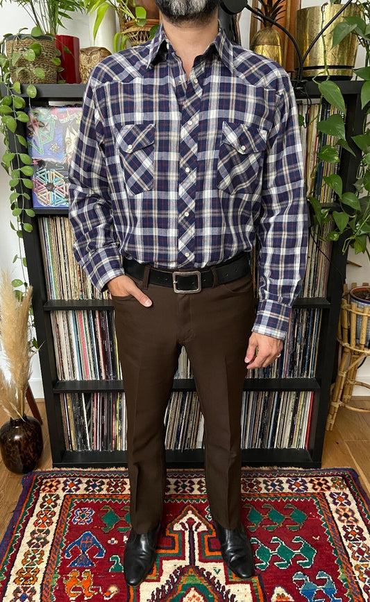 Vintage Navy Checked Western Shirt