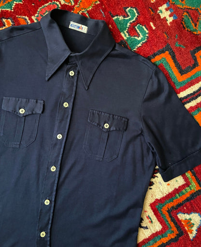 Vintage Italian 1970s Navy Shirt