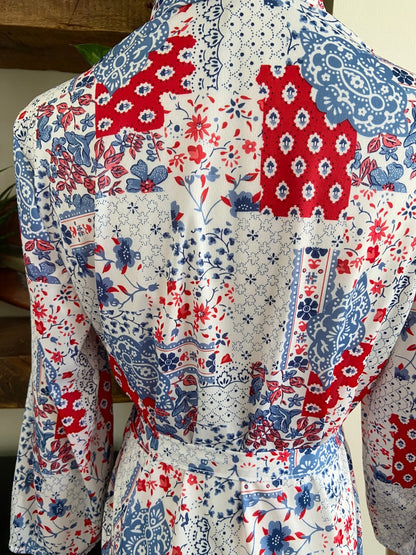 Vintage 1970s Patchwork Belted Shirt