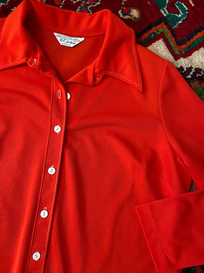 Vintage 1970s Red Dagger Collar Shirt
