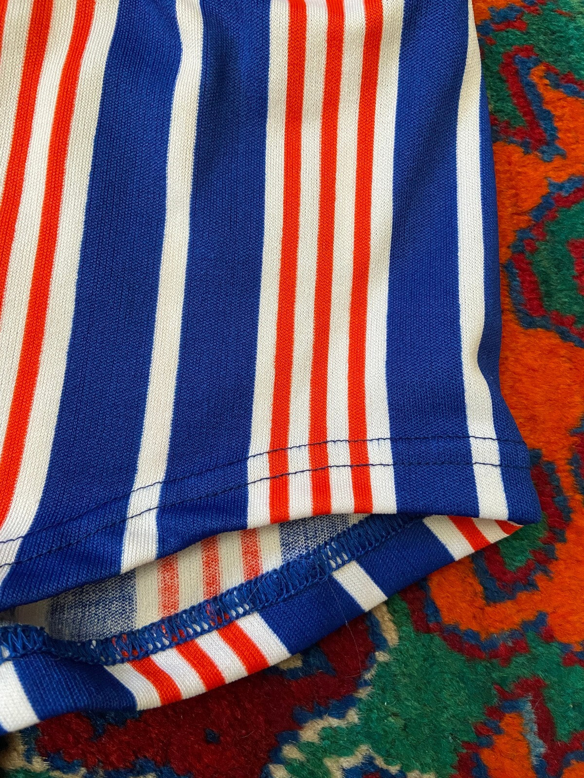 Vintage 1970s Navy Red & White Striped Swim Shorts