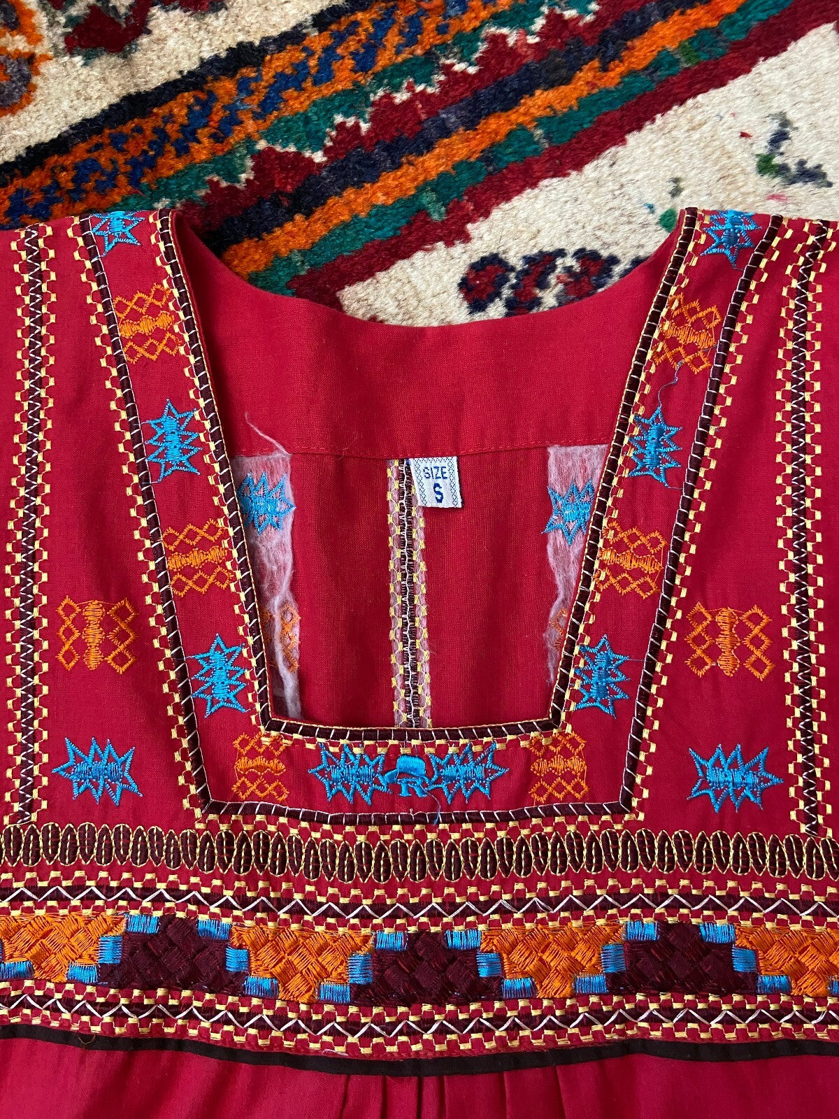 Vintage Red Embroidered Afghan Dress