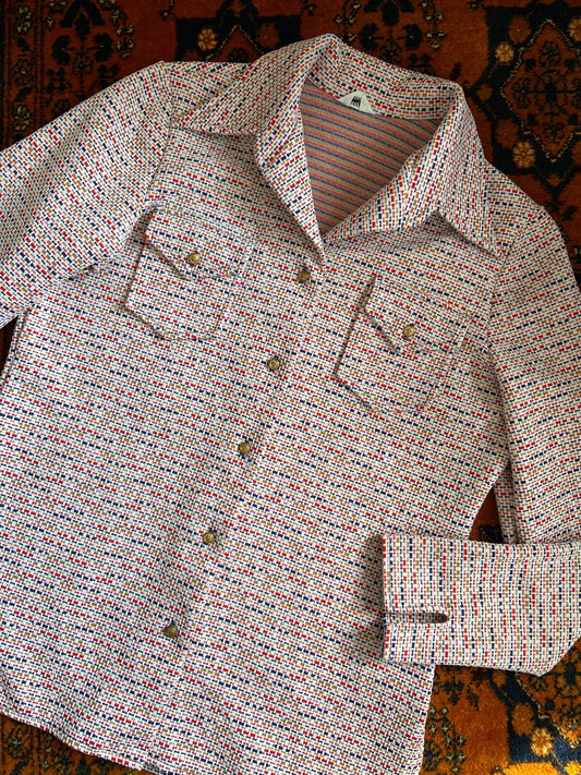 Vintage 1970s White Textured Leisure Jacket