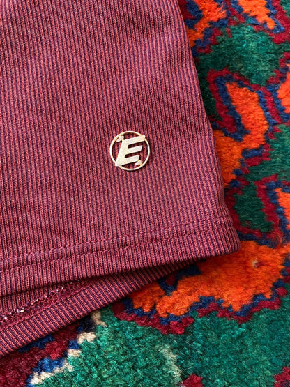 Vintage 1970s Burgundy Stripe Swim Shorts