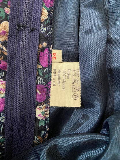Vintage 1970s Navy & Purple Floral Prairie Dress