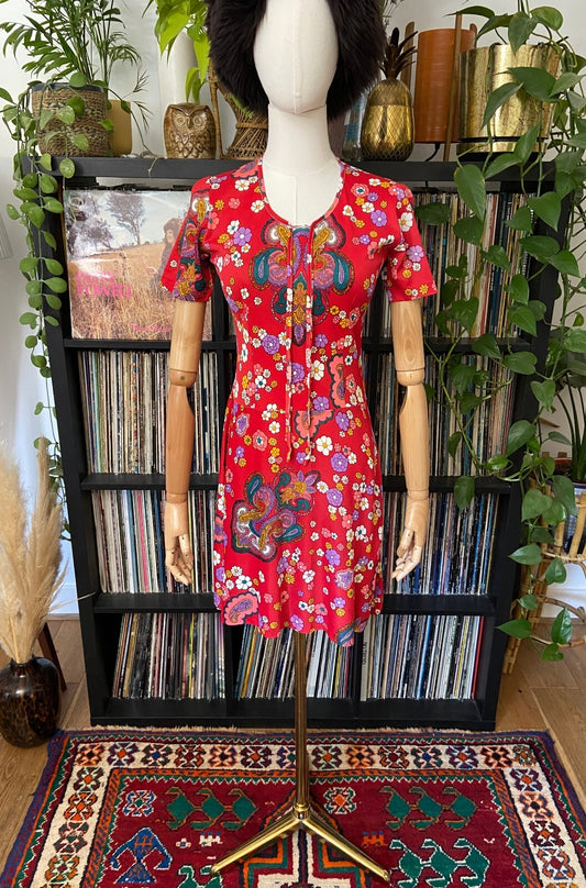 Vintage 1960s Deadstock Psychedelic Print Mini Dress