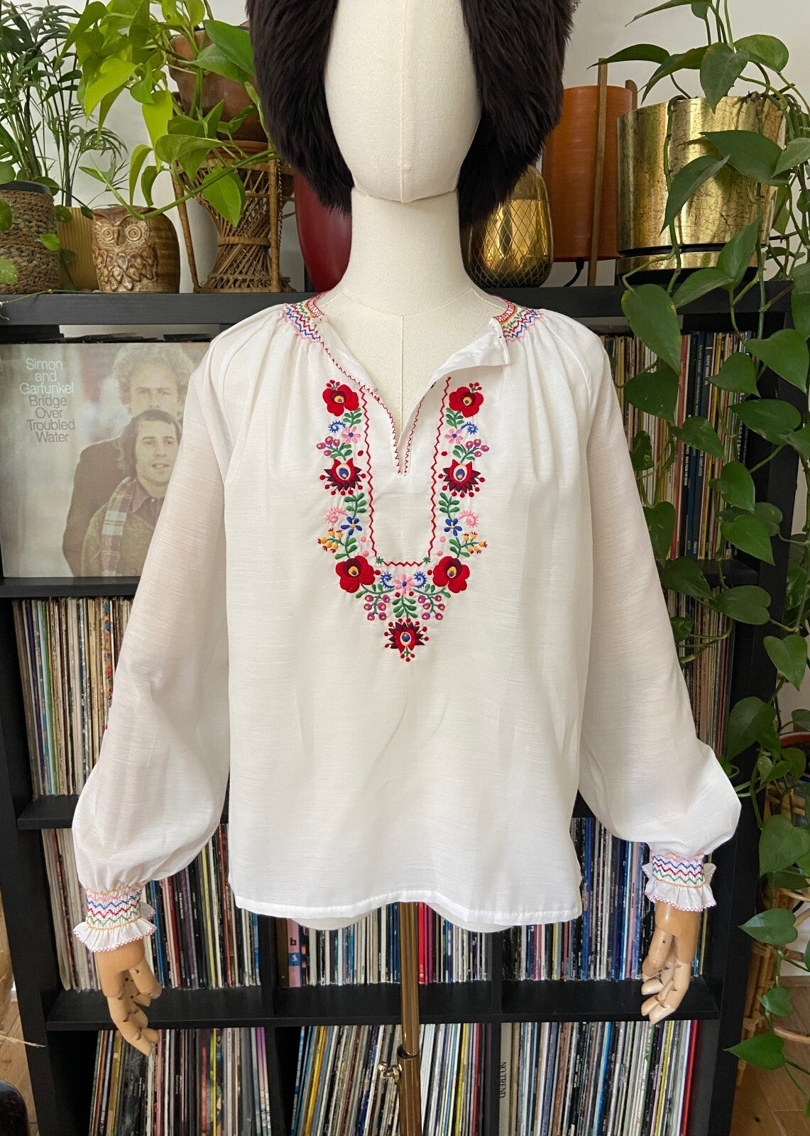 Vintage 1970s Embroidered Penny Lane Blouse