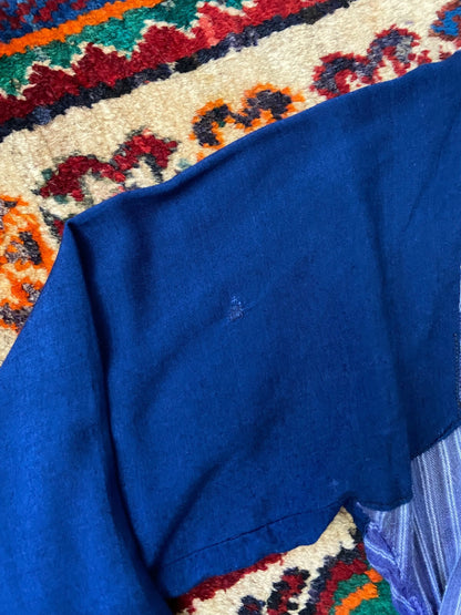 Vintage 1970s Blue & Green Bib Afghan Dress