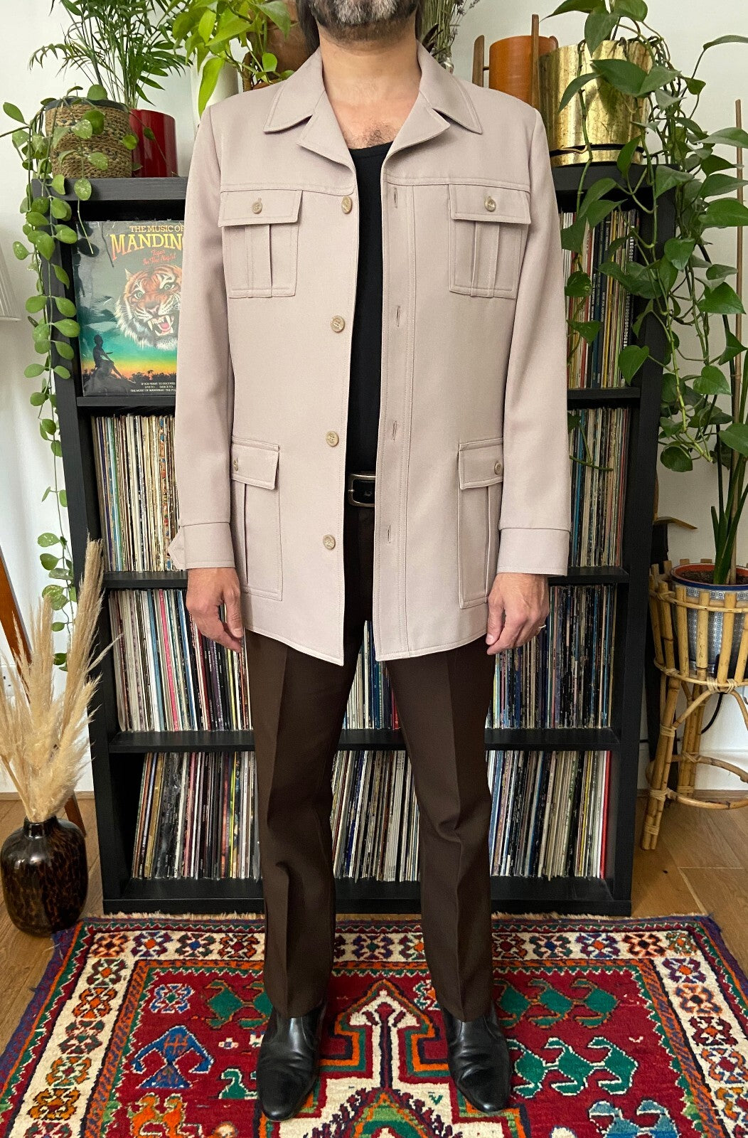 Vintage 1970s Beige Safari Leisure Jacket