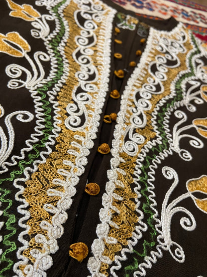 Vintage 1970s Brown Embroidered Kaftan Dress