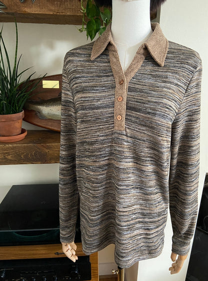 Vintage Y2K Brown Space Dye Polo Top