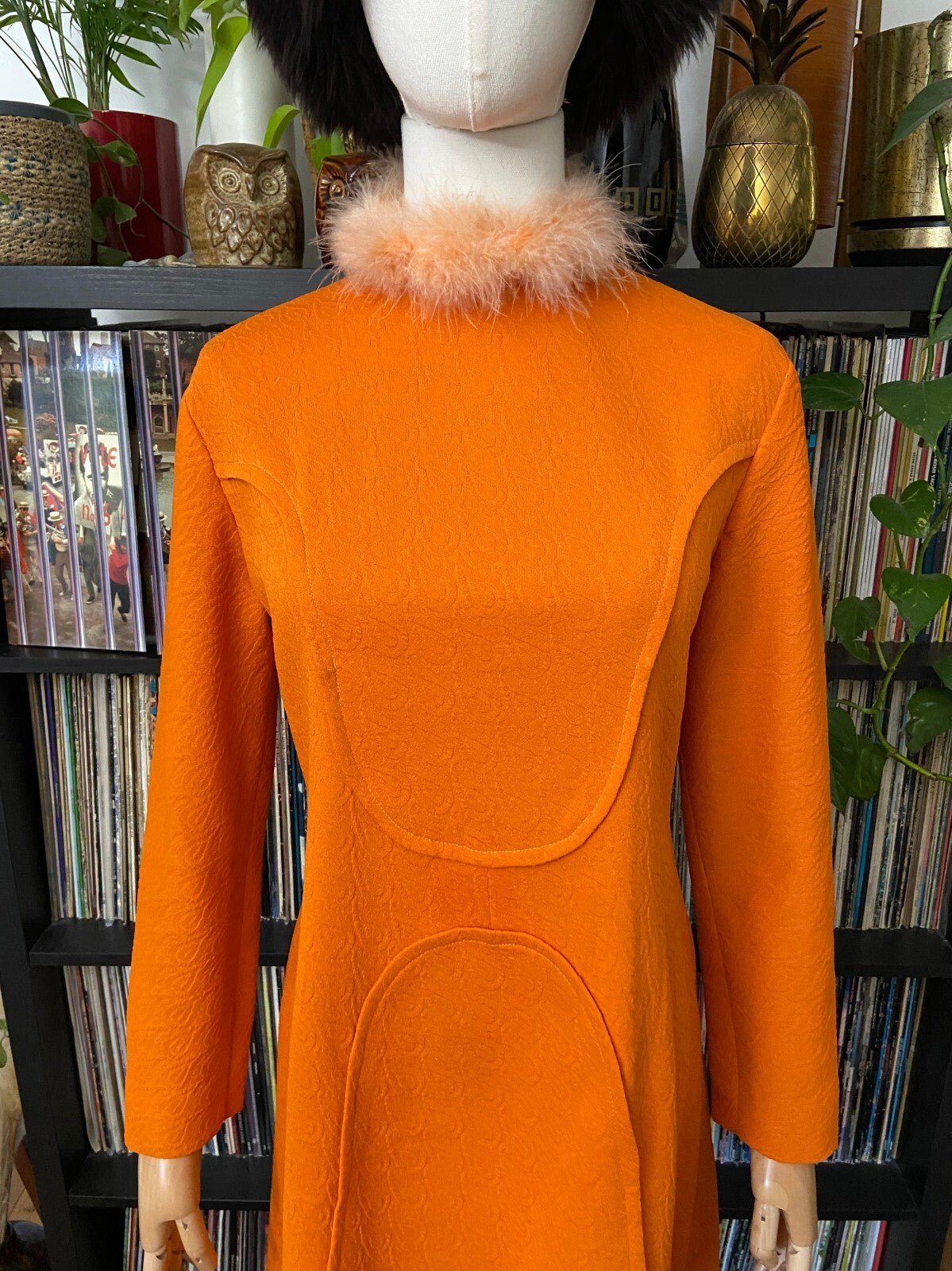 Vintage 1960s Space Age Orange Mod Dress
