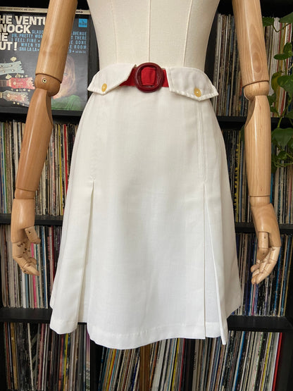 Vintage 1960s Preppy White Pleated Mini Skirt