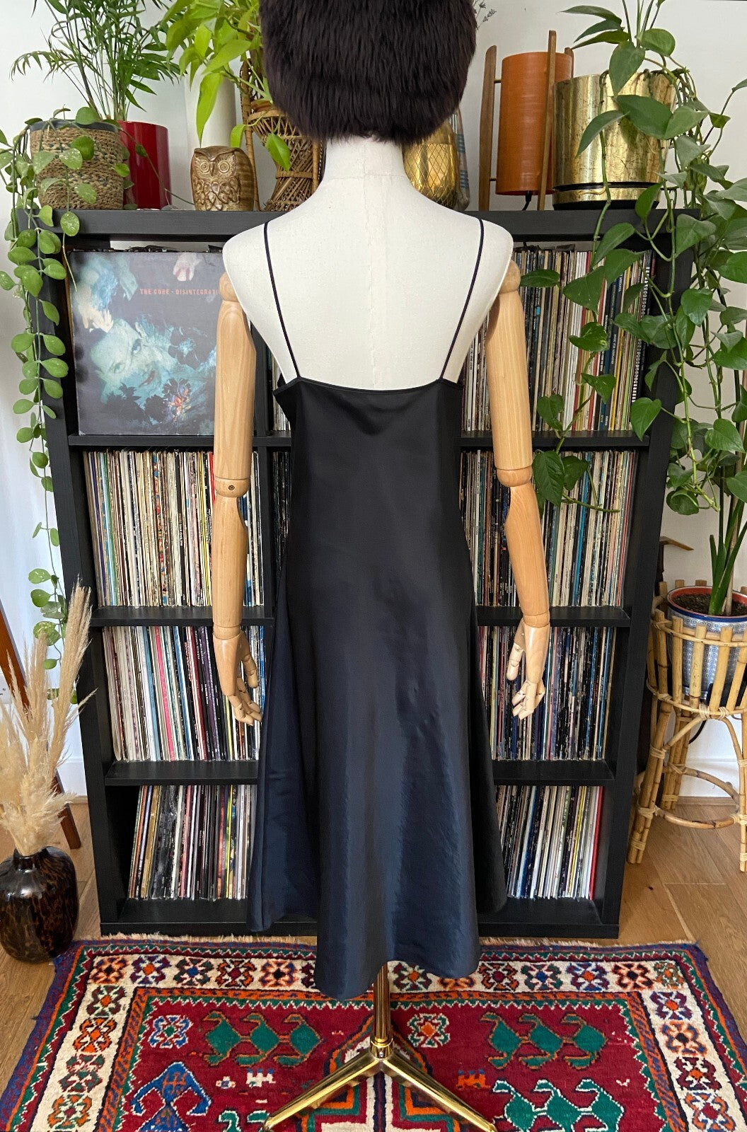 Vintage 1980s Black Lace Slip