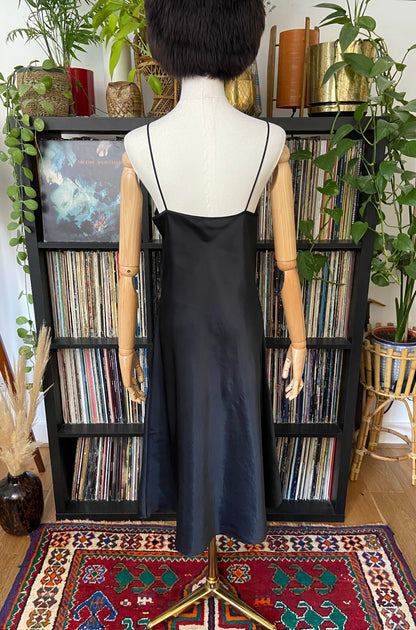 Vintage 1980s Black Lace Slip