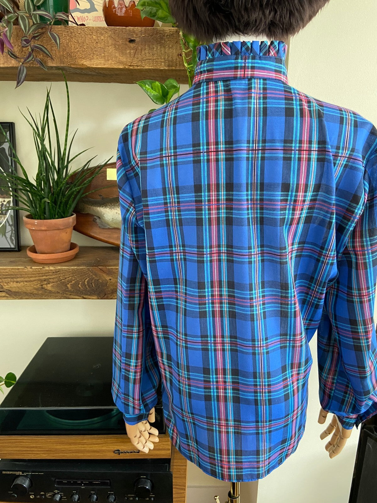 Vintage 1980s Blue Check Prairie Shirt
